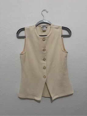 Rachel Zoe Cream Sleeveless Button Vest